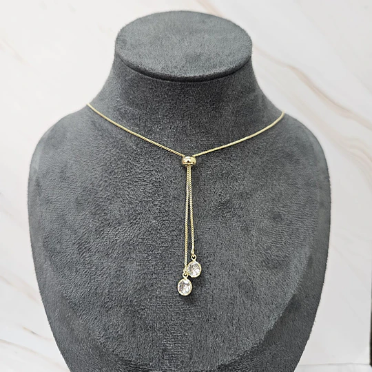 COLLAR AJUSTABLE DOBLE PUNTO DE LUZ ENCH.ORO