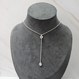 COLLAR DOBLE PUNTO DE LUZ 40CM + ALARGUE ENCH.PLATA