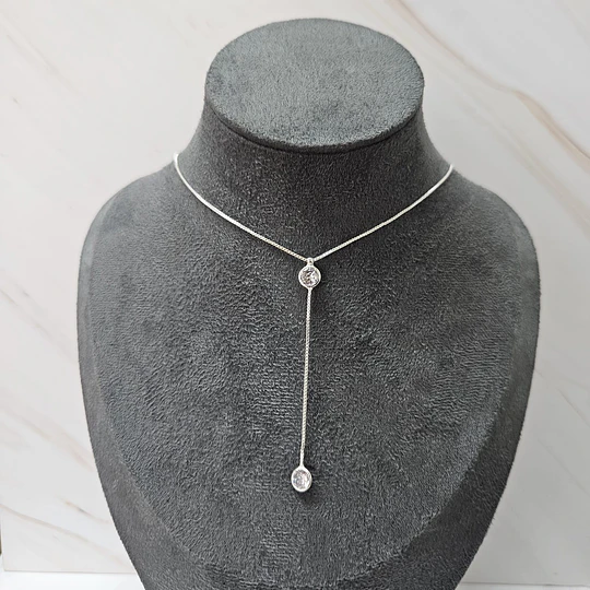 COLLAR DOBLE PUNTO DE LUZ 40CM + ALARGUE ENCH.PLATA