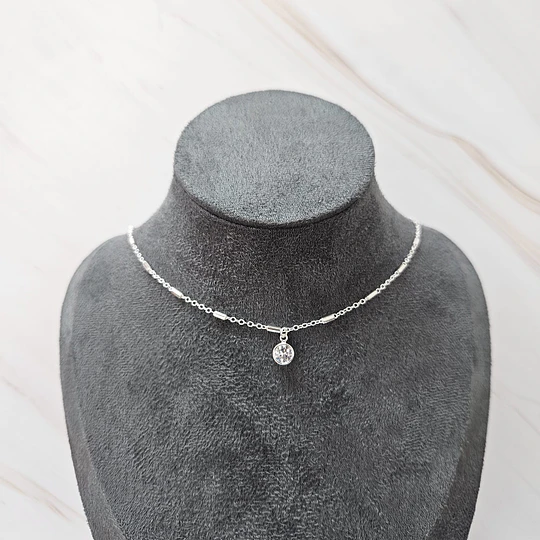 COLLAR CADENA SIMPLE + PUNTO DE LUZ 40CM ENCH.PLATA