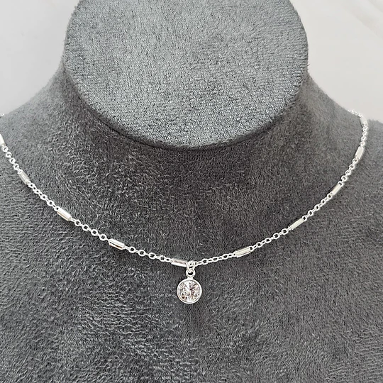 COLLAR CADENA SIMPLE + PUNTO DE LUZ 40CM ENCH.PLATA
