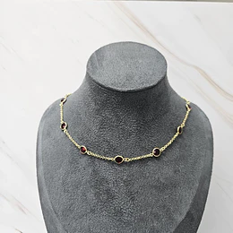 CHOCKER CRISTAL ROJO 35CM + ALARGUE ENCH.ORO