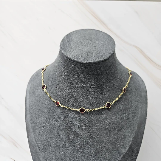 CHOCKER CRISTAL ROJO 35CM + ALARGUE ENCH.ORO