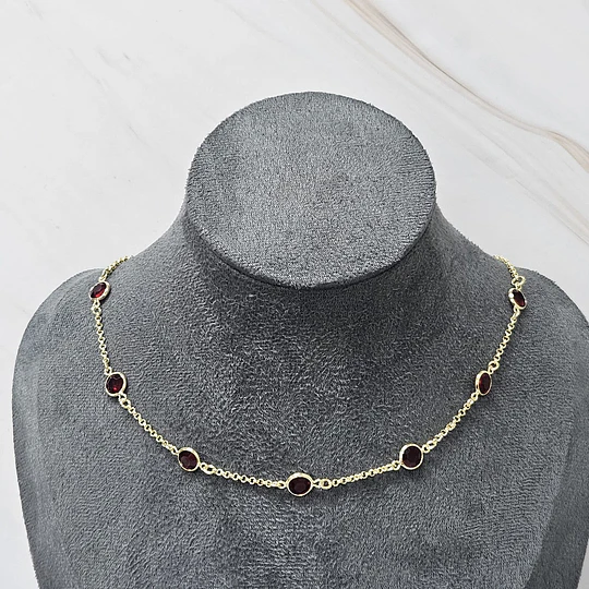 CHOCKER CRISTAL ROJO 35CM + ALARGUE ENCH.ORO