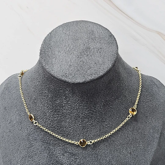 CHOCKER CRISTAL ÁMBAR 35CM + ALARGUE ENCH.ORO