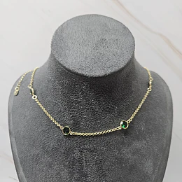 CHOCKER CRISTAL VERDE 35CM + ALARGUE ENCH.ORO