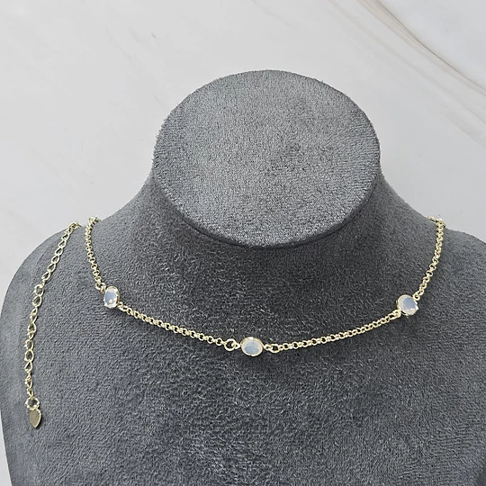 CHOCKER CRISTAL BLANCA 35CM + ALARGUE ENCH.ORO