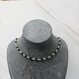CHOCKER CRISTAL NEGRO 37CM + ALARGUE ENCH.ORO
