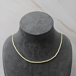 COLLAR MOSTACILLA TUBO ALARGADA SATINADA 43CM ENCH.ORO