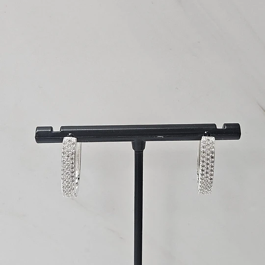 ARGOLLAS CLICK CUADRADA OVALADA 19MM CIRCÓN ENCH.PLATA