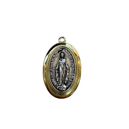 COLGANTE VIRGEN DE LOS RAYOS E. DE ORO Y E. DE PLATA ENVEJEDIDA 23MM