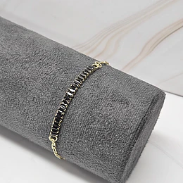 PULSERA MULTIPLES CIRCONES RECTANGULARES NEGRO 16CM + ALARGUE ENCH.ORO