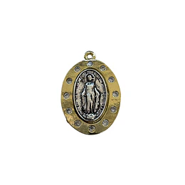 COLGANTE VIRGEN DE LOS RAYOS E. DE ORO Y E. DE PLATA ENVEJECIDA 26MM