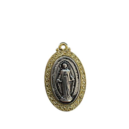 COLGANTE MAXI VIRGEN DE LOS RAYOS E. DE ORO Y E.DE PLATA ENVEJECIDA 40MM