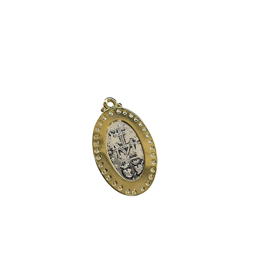 COLGANTE MAXI VIRGEN DE LOS RAYOS E. DE ORO Y E.DE PLATA ENVEJECIDA 35MM