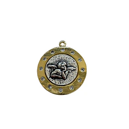 COLGANTE ANGEL  E. DE ORO Y E. DE PLATA ENVEJECIDA 27MM