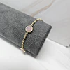 PULSERA ROLO CRISTAL ROSA 18CM + ALARGUE ENCH.ORO