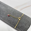 PULSERA CRISTAL BEIGE 18CM + ALARGUE ENCH.ORO