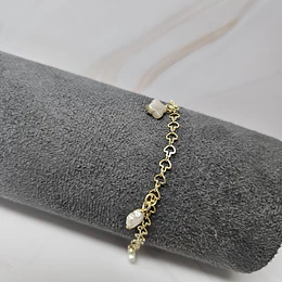 PULSERA TRÉBOL APERLADO COLGANTE 17CM + ALARGUE ENCH.ORO