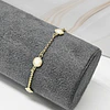 PULSERA ROLO CRISTAL BEIGE REDONDO 17CM + ALARGUE ENCH.ORO