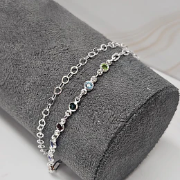 PULSERA DOBLE MULTICOLOR 18CM + ALARGUE ENCH.PLATA