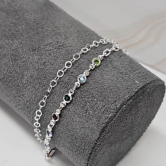 PULSERA DOBLE MULTICOLOR 18CM + ALARGUE ENCH.PLATA
