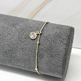 PULSERA VENECIANA BOLITA + PUNTO DE LUZ 18CM ENCH.ORO