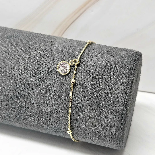 PULSERA VENECIANA BOLITA + PUNTO DE LUZ 18CM ENCH.ORO