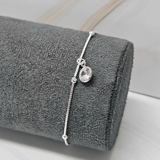 PULSERA VENECIANA BOLITA + PUNTO DE LUZ 18CM ENCH.PLATA