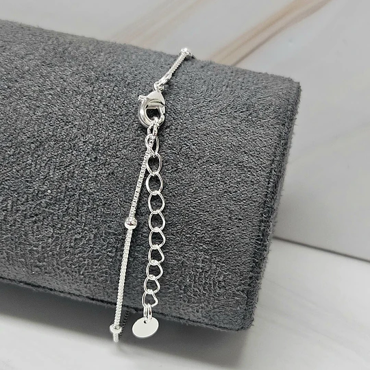 PULSERA VENECIANA BOLITA + PUNTO DE LUZ 18CM ENCH.PLATA