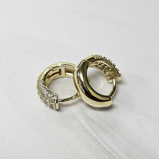 ARGOLLAS CLICK MINI GRUESA CIRCÓN 10MM ENCH.ORO