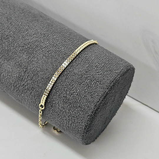 PULSERA DOBLE TEXTURA 17CM + ALARGUE ENCH.ORO