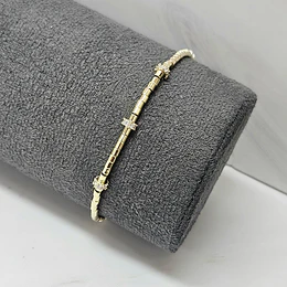 PULSERA MOSTACILLA TUBO SEPARADOR CIRCÓN 17CM ENCH.ORO