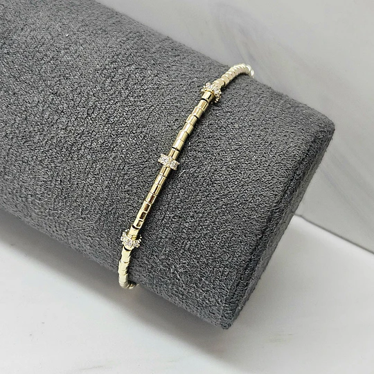 PULSERA MOSTACILLA TUBO SEPARADOR CIRCÓN 17CM ENCH.ORO