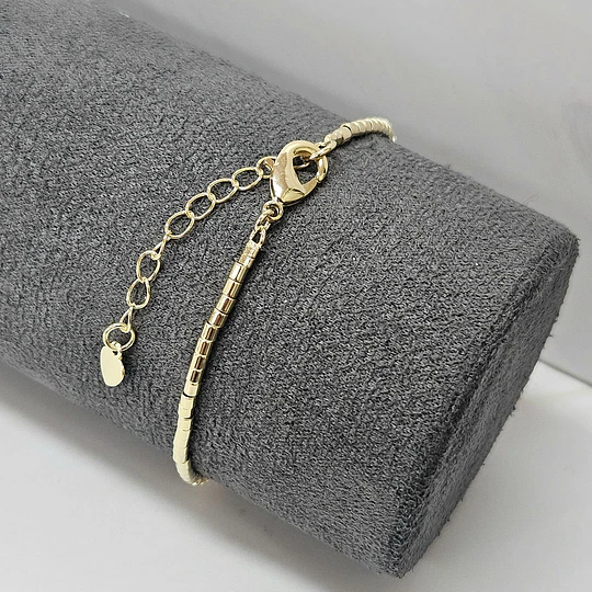 PULSERA MOSTACILLA TUBO SEPARADOR CIRCÓN 17CM ENCH.ORO