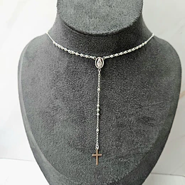 COLLAR ROSARIO 46CM ENCH.PLATA
