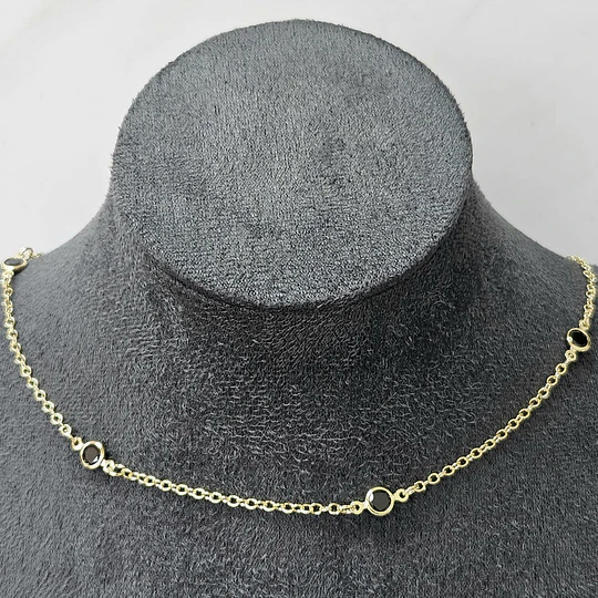COLLAR CRISTALES NEGRO 40CM + ALARGUE ENCH.ORO