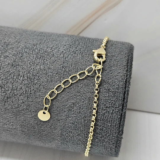 PULSERA CORAZONES MUTICOLOR 15CM + ALARGUE ENCH.ORO