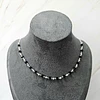 CHOCKER CRISTAL NEGRO 37CM + ALARGUE ENCH.PLATA