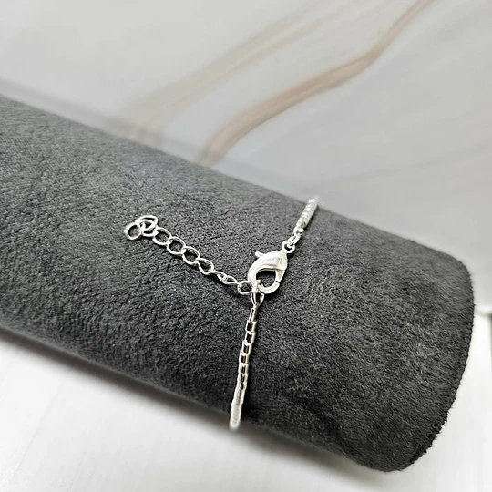 PULSERA MOSTACILLA TUBO SEPARADOR CIRCÓN 17CM ENCH.PLATA