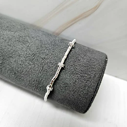 PULSERA MOSTACILLA TUBO SEPARADOR CIRCÓN 17CM ENCH.PLATA