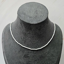 COLLAR MOSTACILLA TUBO ALARGADA SATINADA 43CM + ALARGUE ENCH.PLATA