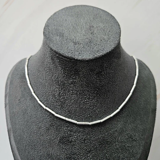 COLLAR MOSTACILLA TUBO ALARGADA SATINADA 43CM + ALARGUE ENCH.PLATA