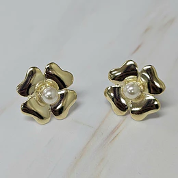 AROS FLOR CON PERLA ENCH.ORO