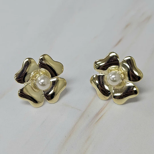 AROS FLOR CON PERLA ENCH.ORO