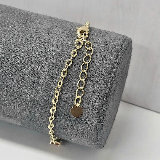 PULSERA MULTIPLES CIRCONES RECTANGULARES MULTICOLOR 17CM + ALARGUE ENCH.ORO