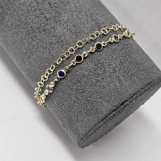 PULSERA DOBLE MULTICOLOR 18CM + ALARGUE ENCH.PLATA