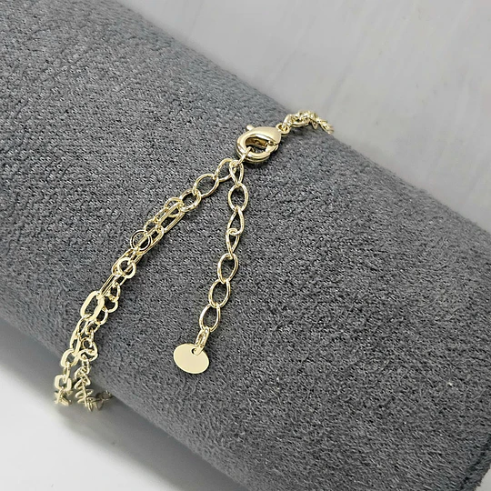 PULSERA DOBLE MULTICOLOR 18CM + ALARGUE ENCH.PLATA