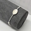 PULSERA CRISTAL BEIGE 18CM + ALARGUE ENCH.PLATA