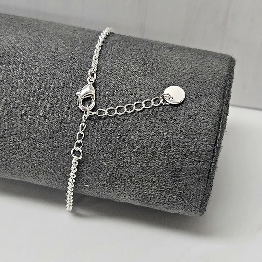 PULSERA CRISTAL BEIGE 18CM + ALARGUE ENCH.PLATA